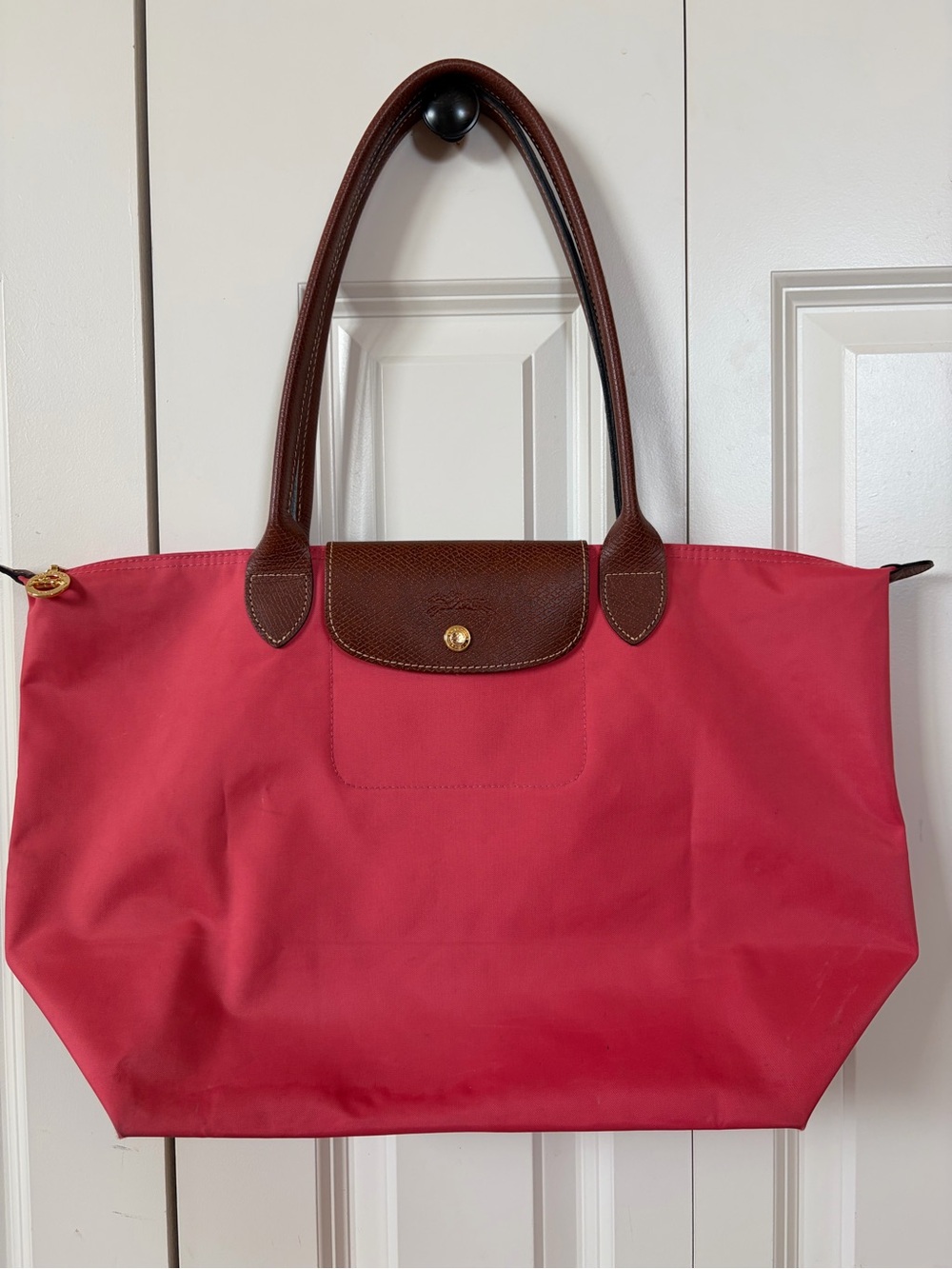 Longchamp Large Le Pliage Tote Grenadine Pink + Bonus Bag Organizer